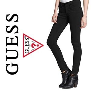 Guess Women Skinny Kate Pant 29 Velvet Corduroy Velour Black Y2K Logo